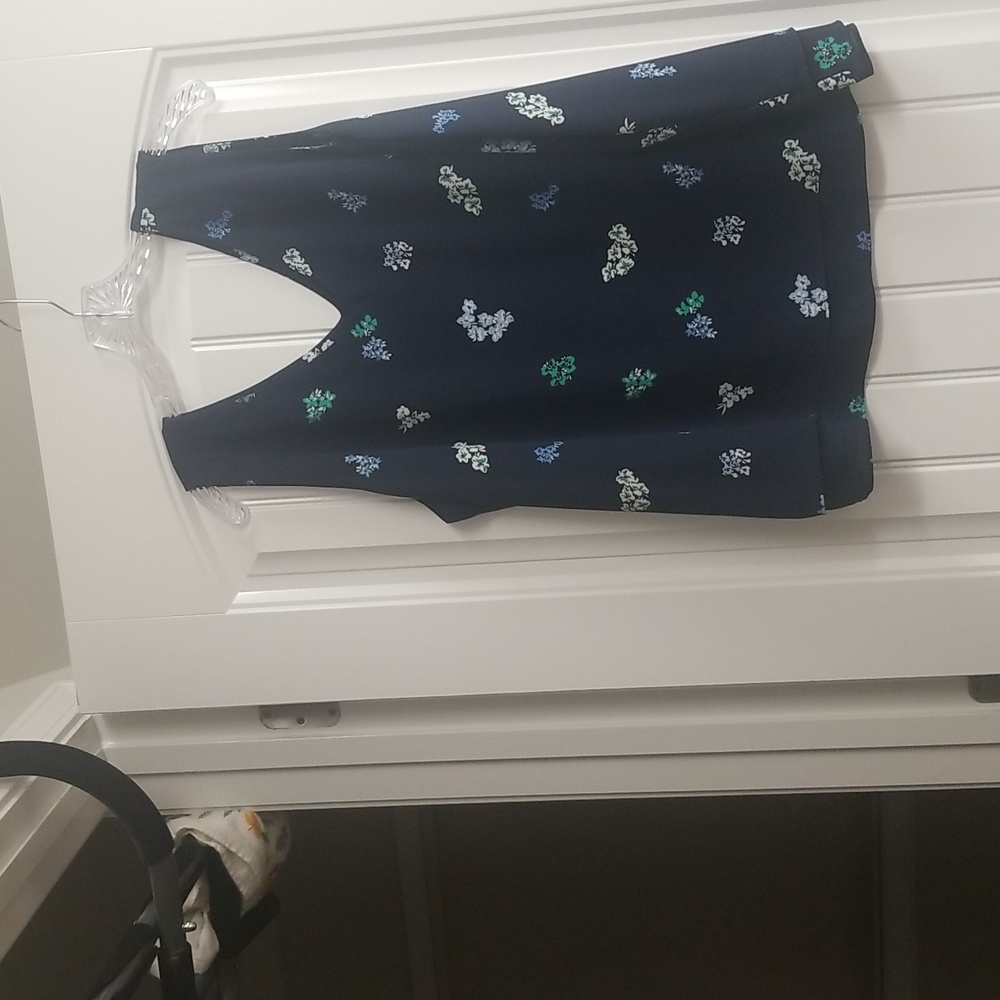 Ann Taylor Factory Navy Floral Blouse
